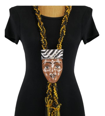 African Zebra Face Tassel Beads